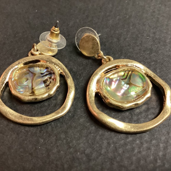 Drop dangle earrings untested sterling ??? ABALONE CENTERS. FUNKY DESIGN 💕 - Picture 3 of 7